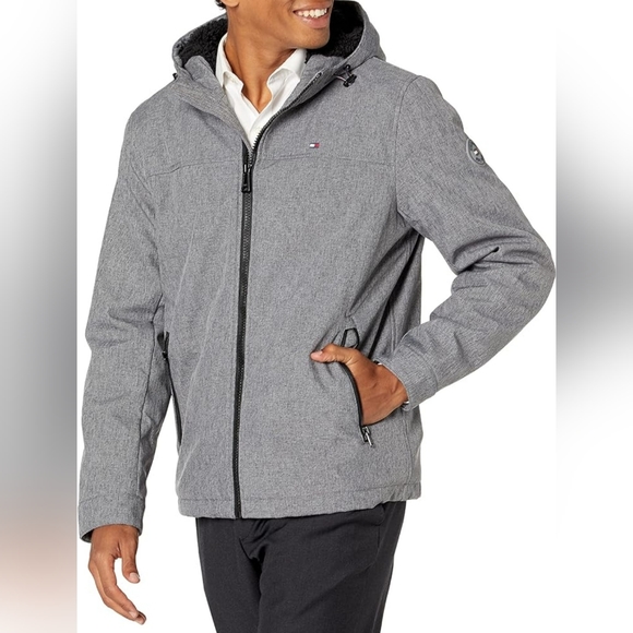 Tommy Hilfiger Gray Men's Hooded Performance Soft Shell Jacket - Picture 2 of 9